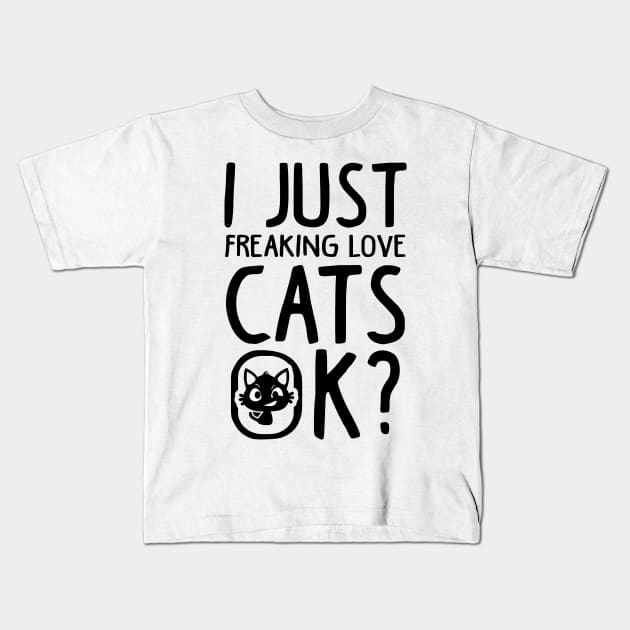 Love Cats Funny Cat Lover Gift Kids T-Shirt by KsuAnn